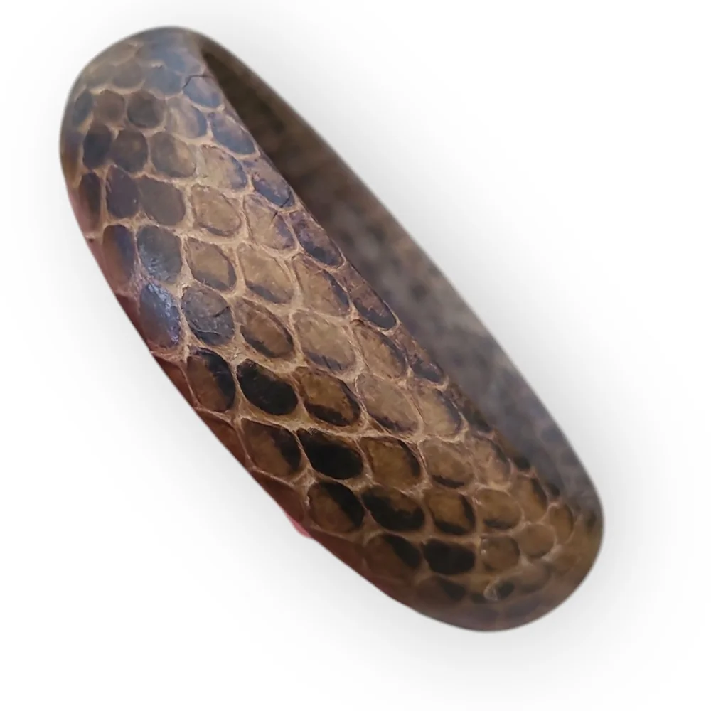 Brown Snake Skin Animal Print Chunky Bangle Bracelet Jewlery
